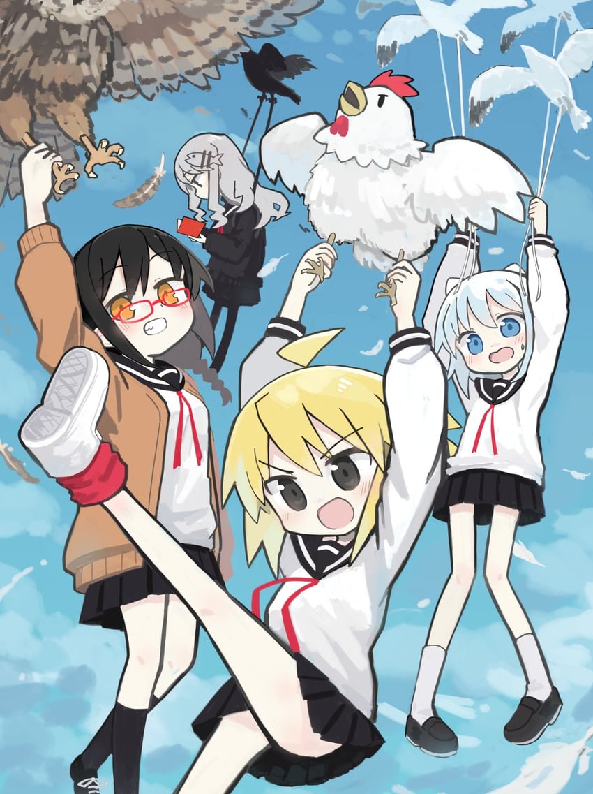uozumi kurumi, souen chiaki, agoshi sakina, and takada shiyuki (null-meta) drawn by kibisake