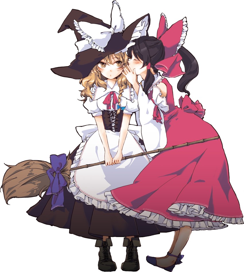 hakurei reimu and kirisame marisa (touhou) drawn by yonu_(yonurime)