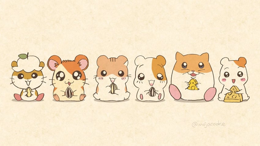 rick, hamtaro, corocorokuririn, ebichu, yamada, and 1 more (kirby and 5 more) drawn by mojacookie