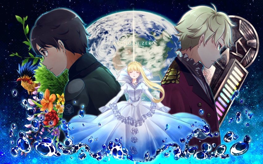 slaine troyard, kaizuka inaho, and asseylum vers allusia (aldnoah.zero) drawn by monicanc