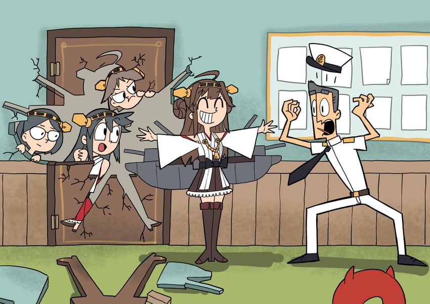 admiral, kongou, haruna, hiei, kirishima, and 1 more (kantai collection and 1 more) drawn by osananajimi_neko