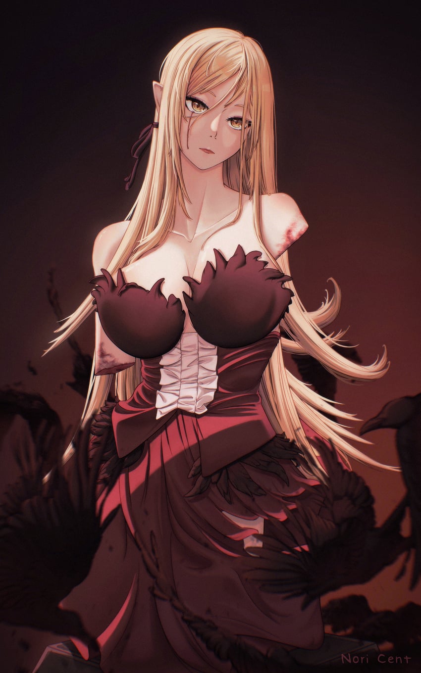 oshino shinobu and kiss-shot acerola-orion heart-under-blade (monogatari and 1 more) drawn by nori_cent