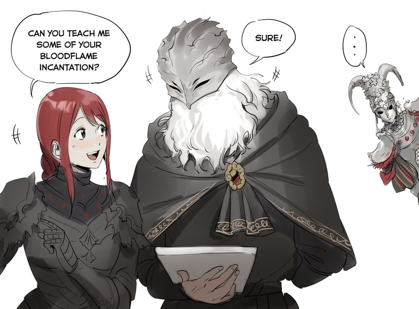 tarnished, sir ansbach, hanneli, and juno hoslow (elden ring and 1 more) drawn by hanny_(uirusu_chan)