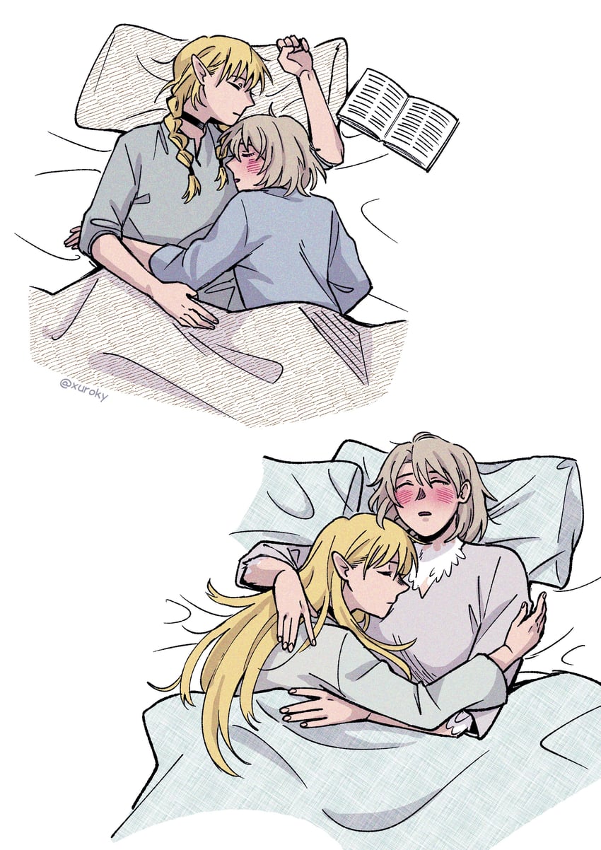 marcille donato and falin touden (dungeon meshi) drawn by kkxuroky