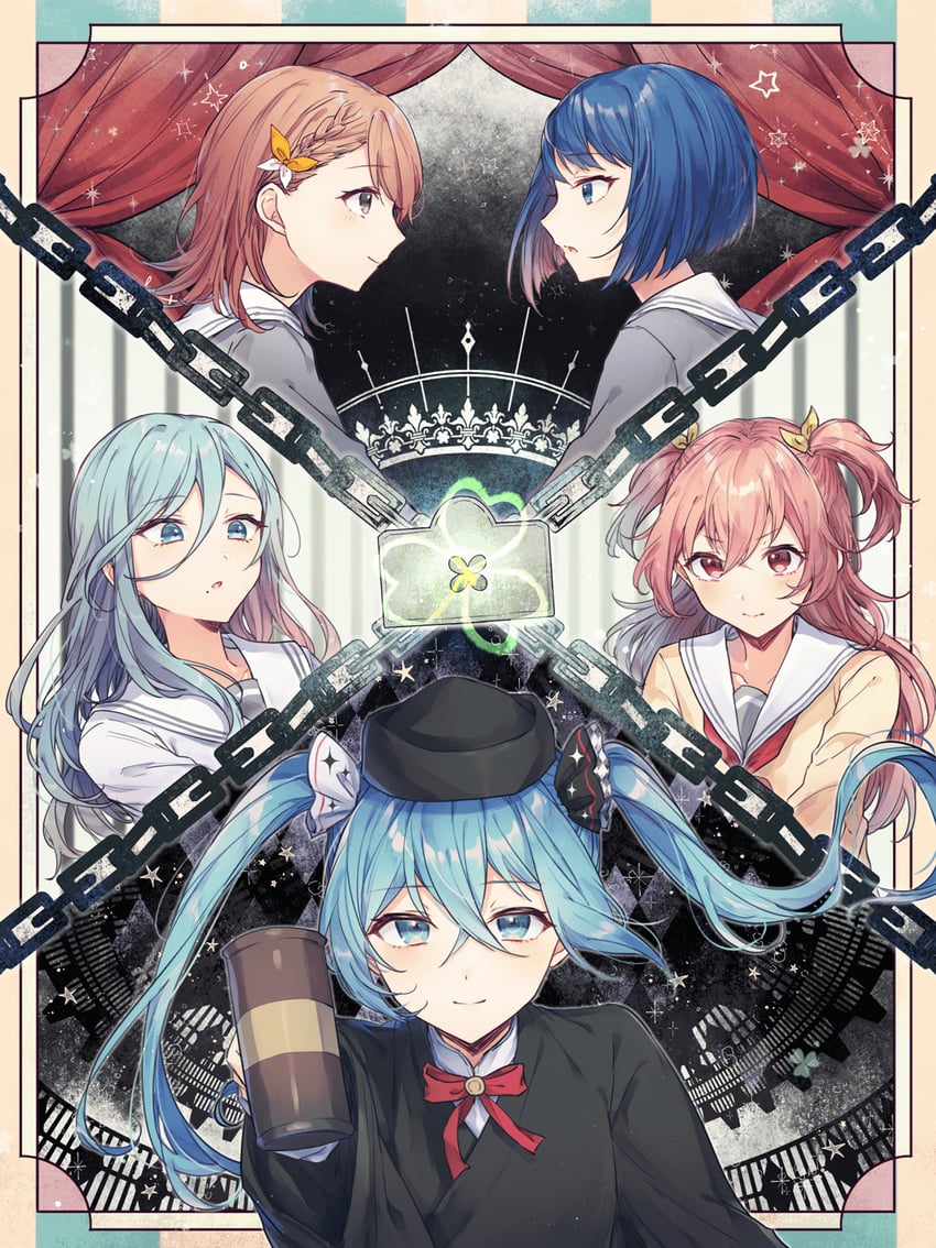 hatsune miku, hanasato minori, kiritani haruka, momoi airi, hinomori shizuku, and 1 more (vocaloid and 2 more) drawn by nov_ggg