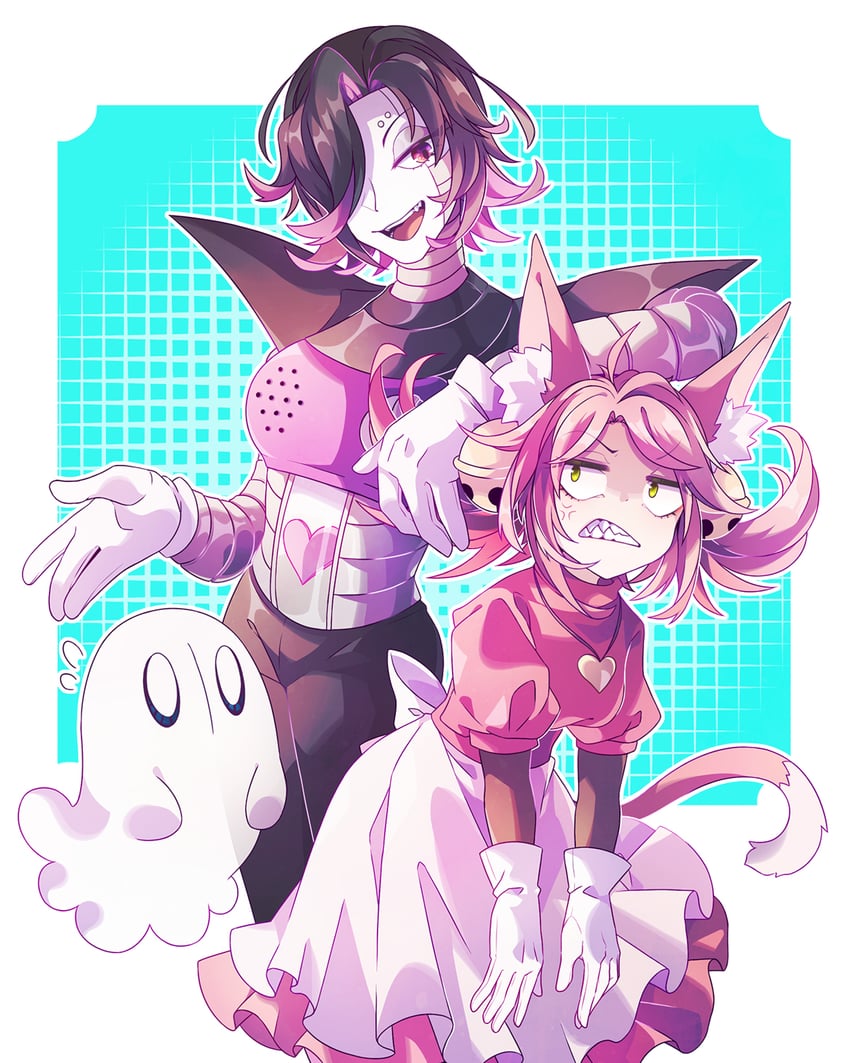 mettaton, mettaton ex, napstablook, and mad mew mew (undertale) drawn by oshino_no