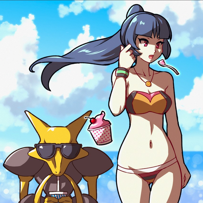 sabrina and alakazam (pokemon and 1 more) drawn by akairiot
