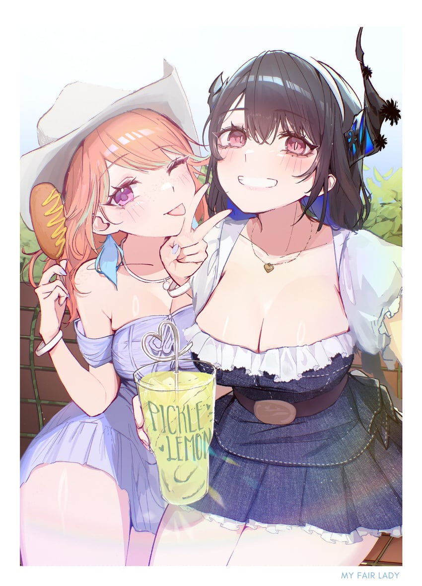 takanashi kiara and nerissa ravencroft (hololive and 1 more) drawn by cauli