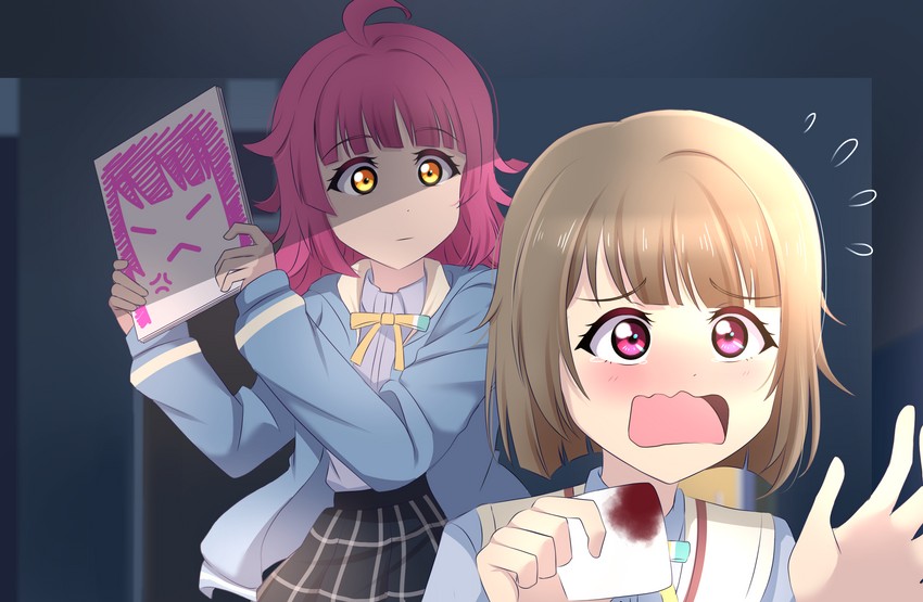 tennoji rina and nakasu kasumi (love live! and 1 more) drawn by ska.harumi