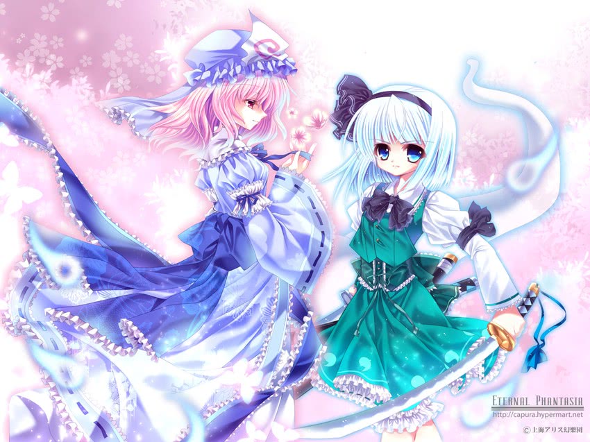 konpaku youmu and saigyouji yuyuko (touhou) drawn by capura_lin