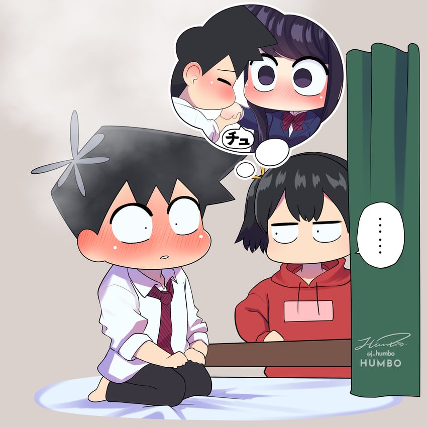 komi shouko, tadano hitohito, and tadano hitomi (komi-san wa komyushou desu) drawn by j_humbo