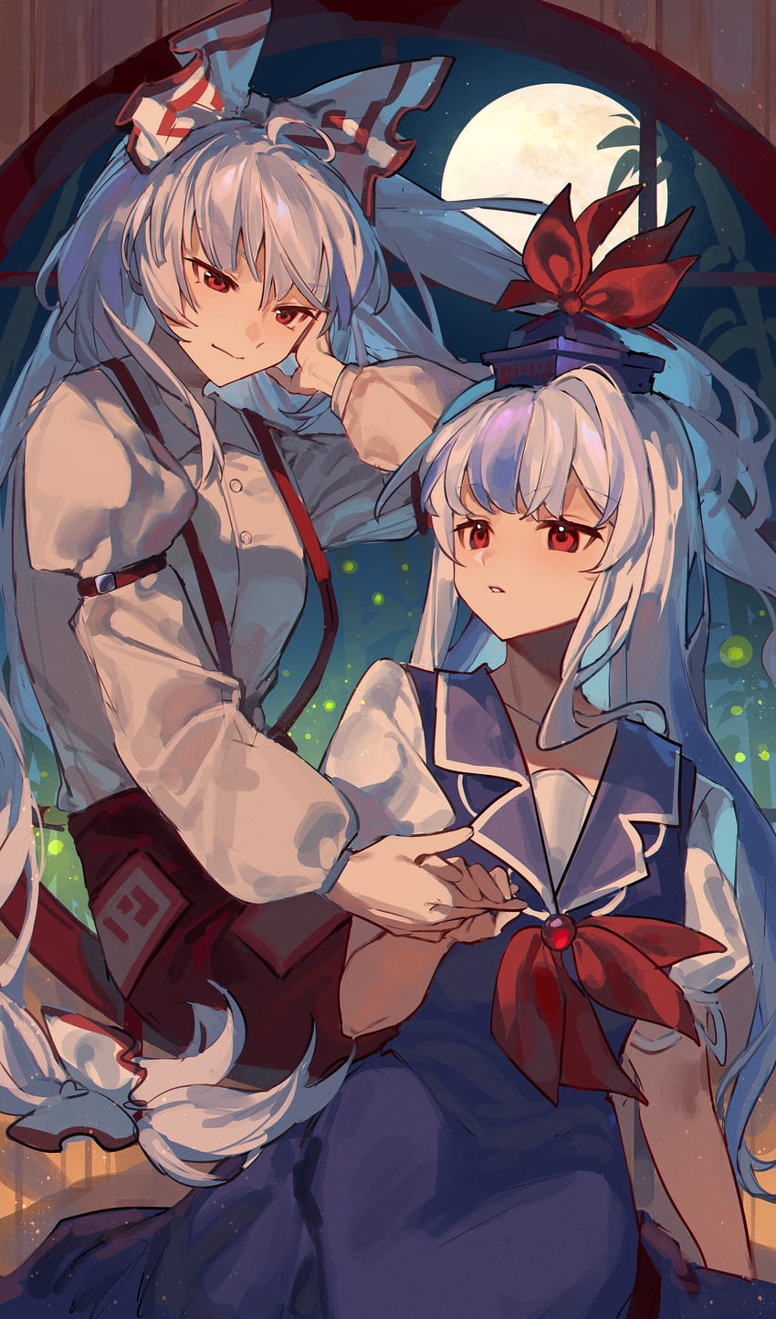 fujiwara no mokou and kamishirasawa keine (touhou) drawn by ender_xiaohai