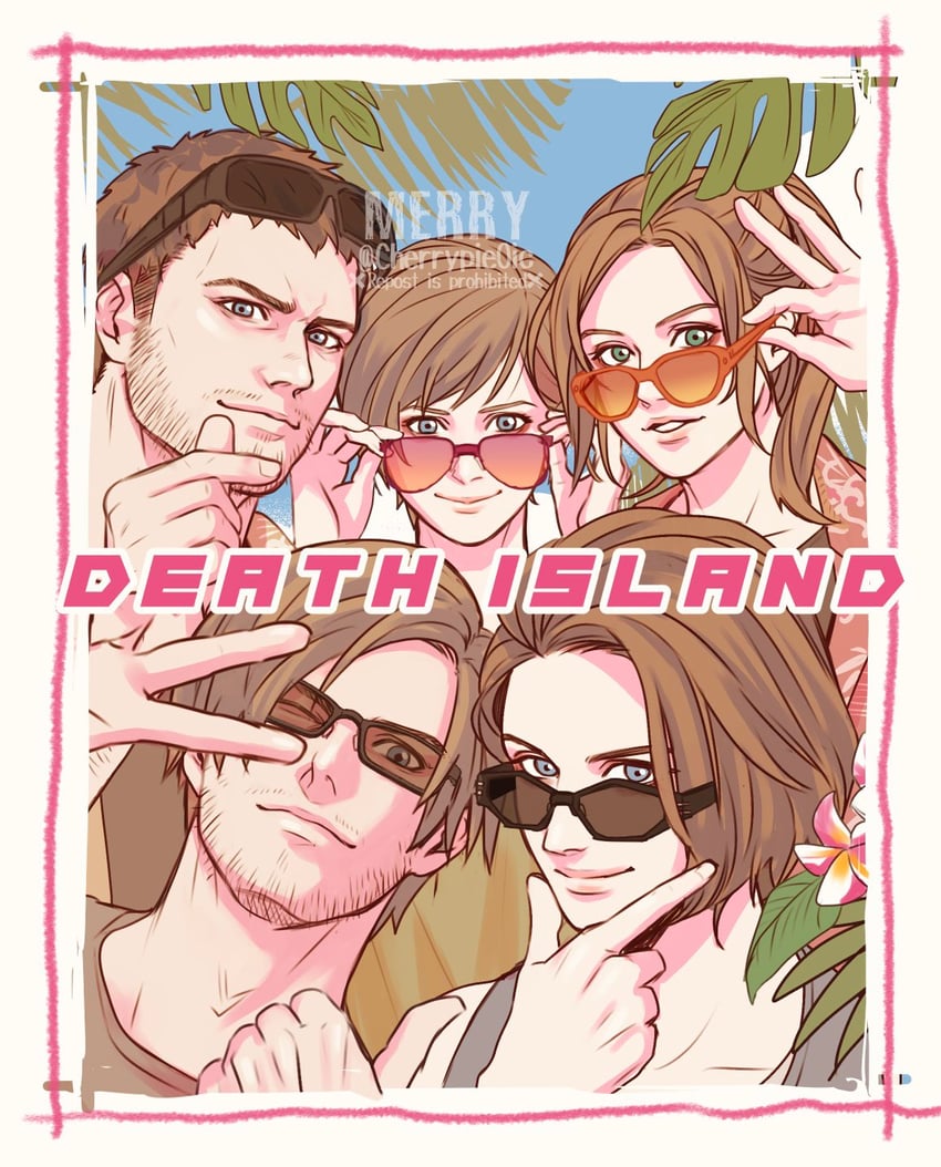 leon s. kennedy, jill valentine, chris redfield, claire redfield, and rebecca chambers (resident evil and 1 more) drawn by hitsuji_merry