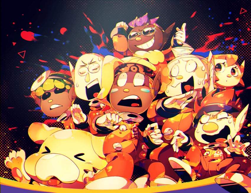 rescue officer, oatchi, shepherd, collin, dingo, and 3 more (pikmin and 1 more) drawn by shirushiki
