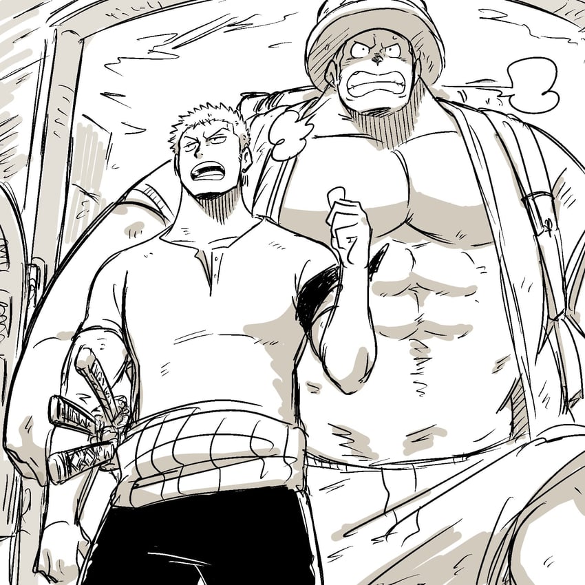roronoa zoro and tony tony chopper (one piece) drawn by saruhiko_(mtmnkmn)