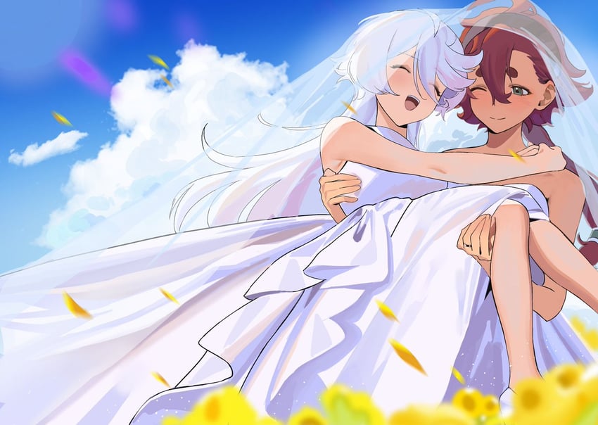 suletta mercury and miorine rembran (gundam and 1 more) drawn by jia_ma