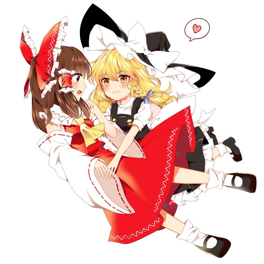 hakurei reimu and kirisame marisa (touhou) drawn by yururi_nano