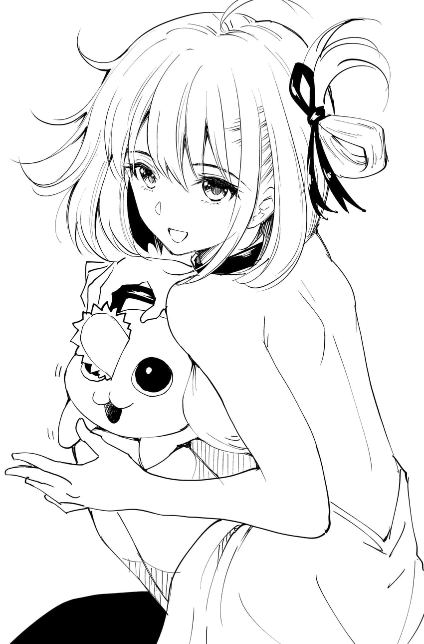 nishikigi chisato and pochita (chainsaw man and 1 more) drawn by fqnrxj