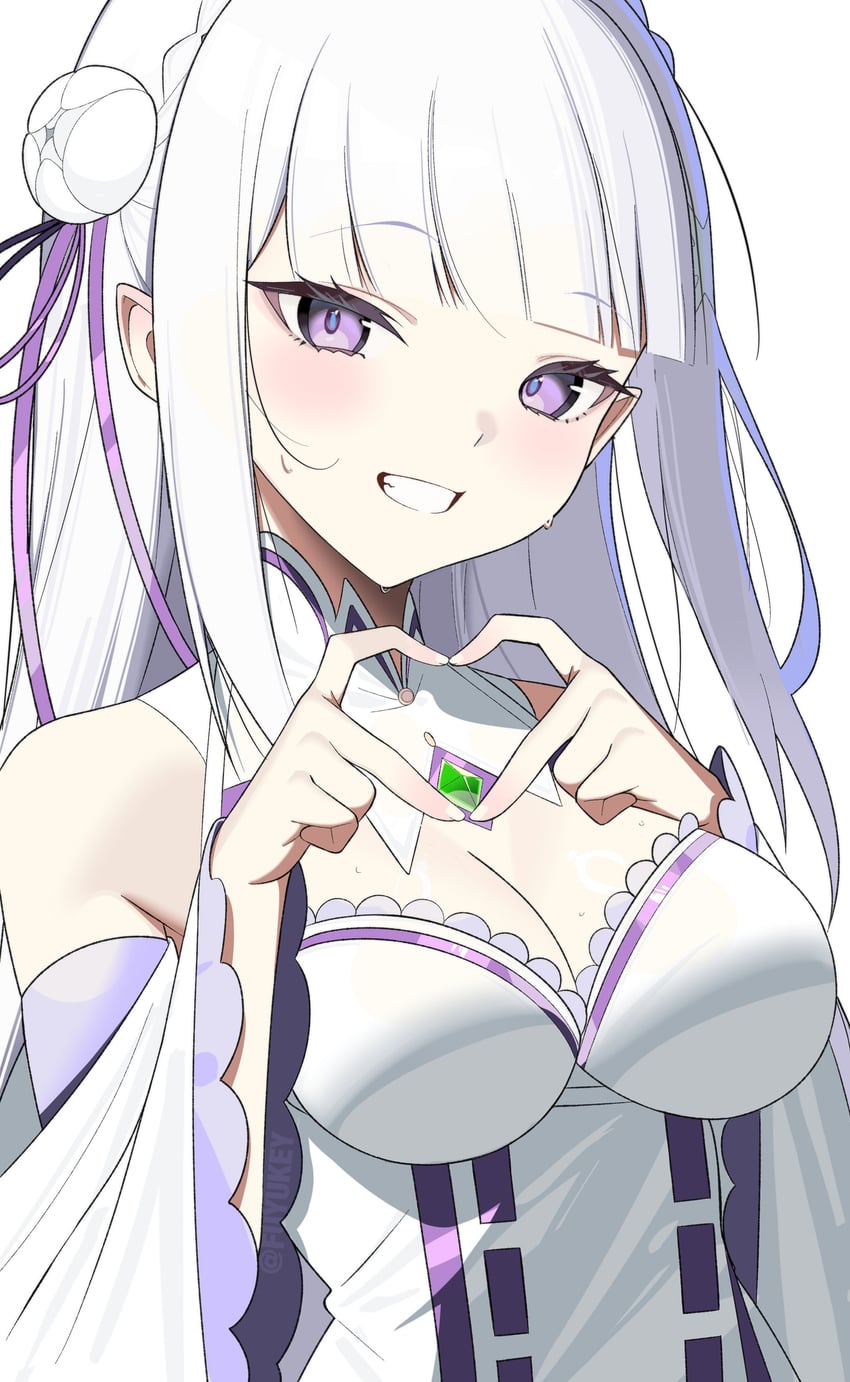 emilia (re:zero kara hajimeru isekai seikatsu) drawn by fuyukey