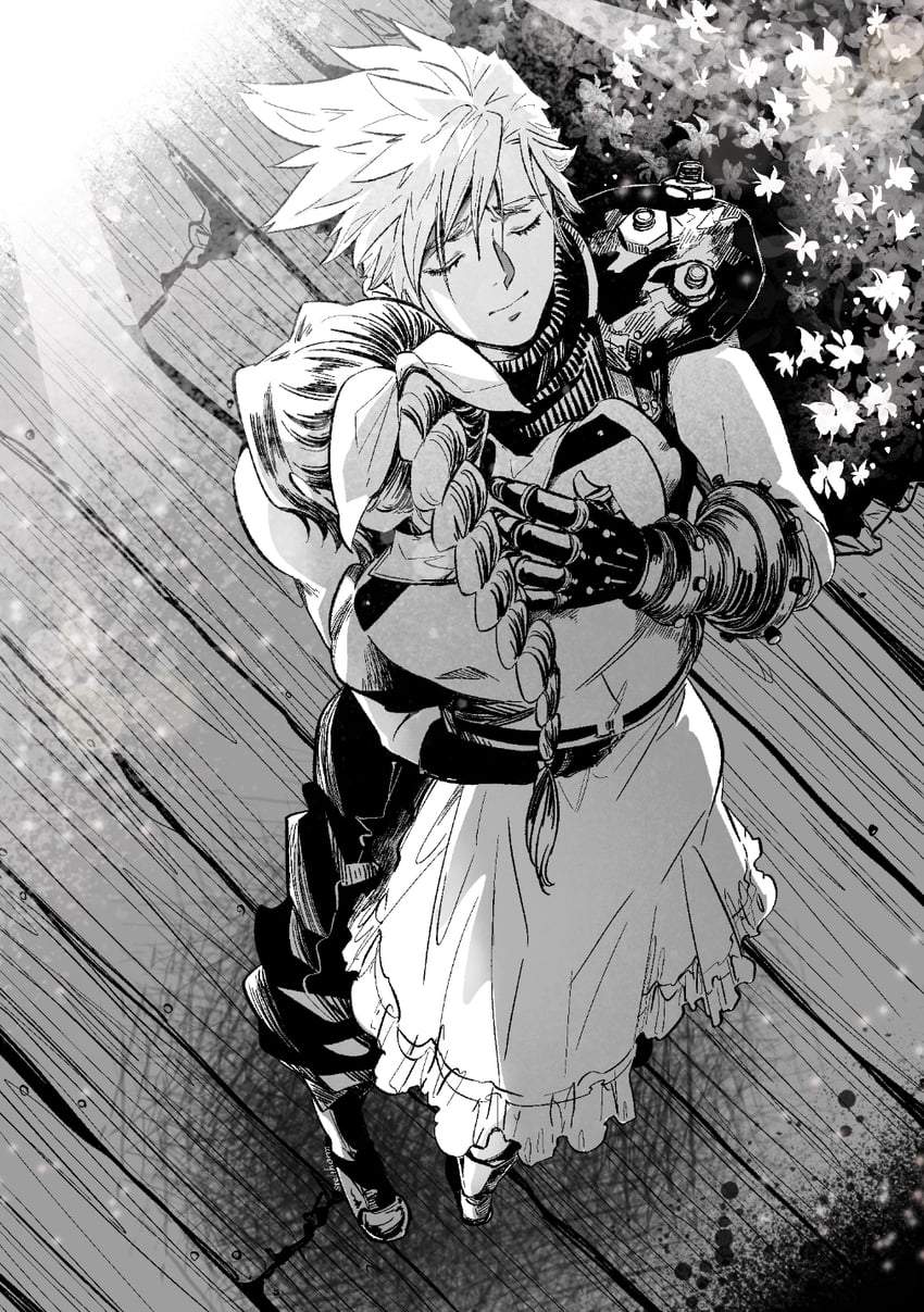 cloud strife and aerith gainsborough (final fantasy and 3 more) drawn by steltharm