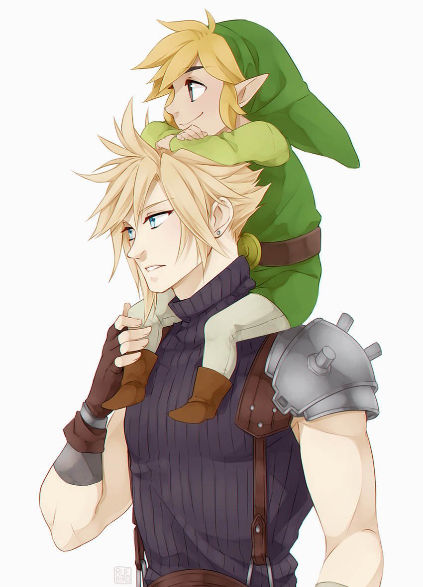 link, cloud strife, and toon link (final fantasy and 4 more) drawn by ruebird