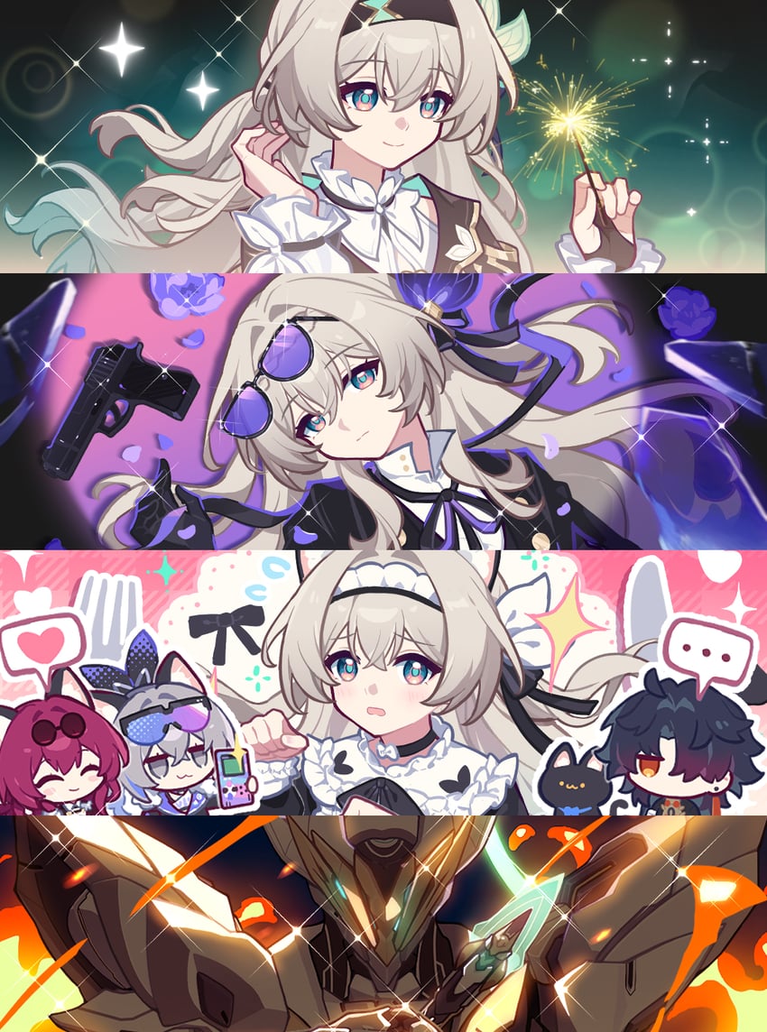 firefly, kafka, silver wolf, blade, and sam (honkai and 1 more) drawn by xiaohutu