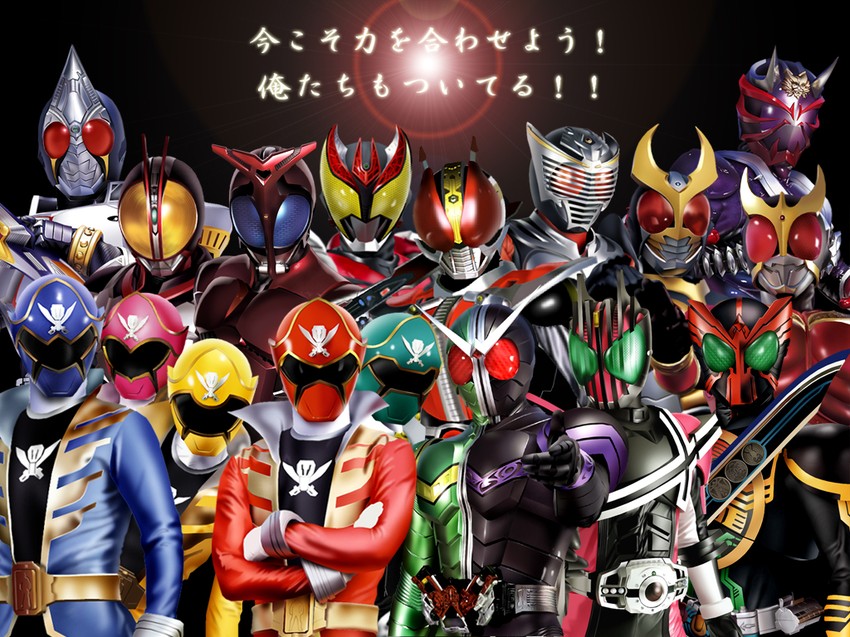 kamen rider kuuga, kamen rider decade, kamen rider double, kamen rider ooo, kamen rider faiz, and 12 more (kamen rider and 14 more) drawn by maru_(maru1105)