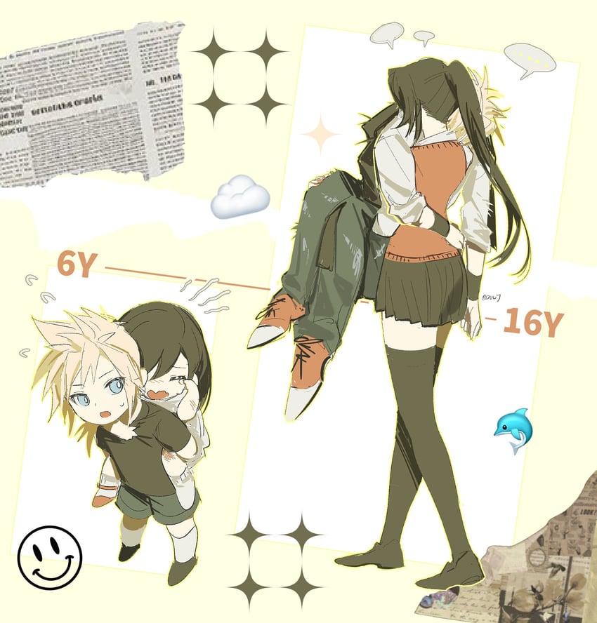 tifa lockhart and cloud strife (final fantasy and 2 more) drawn by duoj_ji