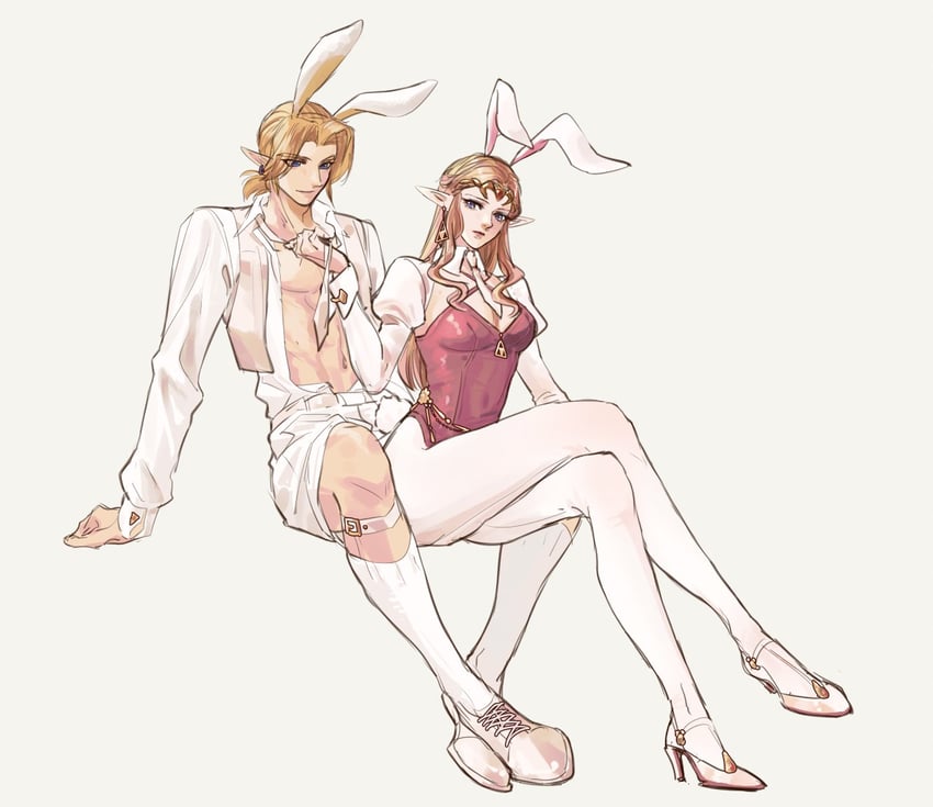 link and princess zelda (the legend of zelda and 1 more) drawn by kurokawa_karasu