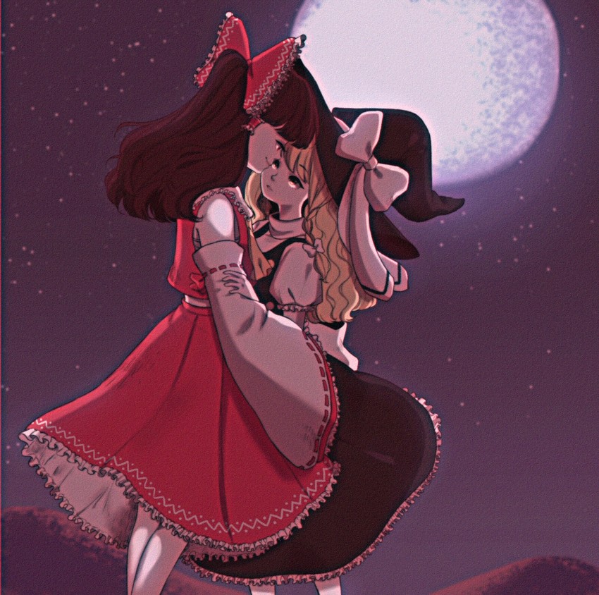 hakurei reimu and kirisame marisa (touhou) drawn by pixie_(milkywaypixies)