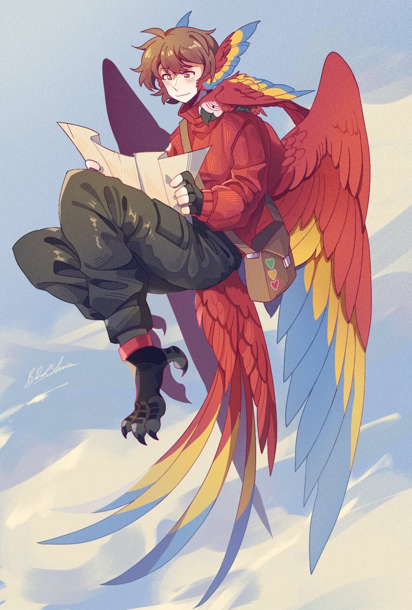 grian and pesky bird (minecraft youtube and 2 more) drawn by dark_shime