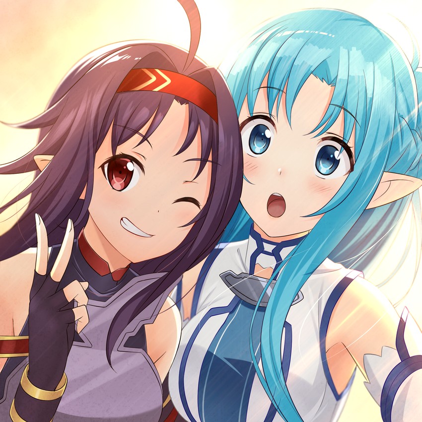 asuna and yuuki (sword art online) drawn by nyanmaru