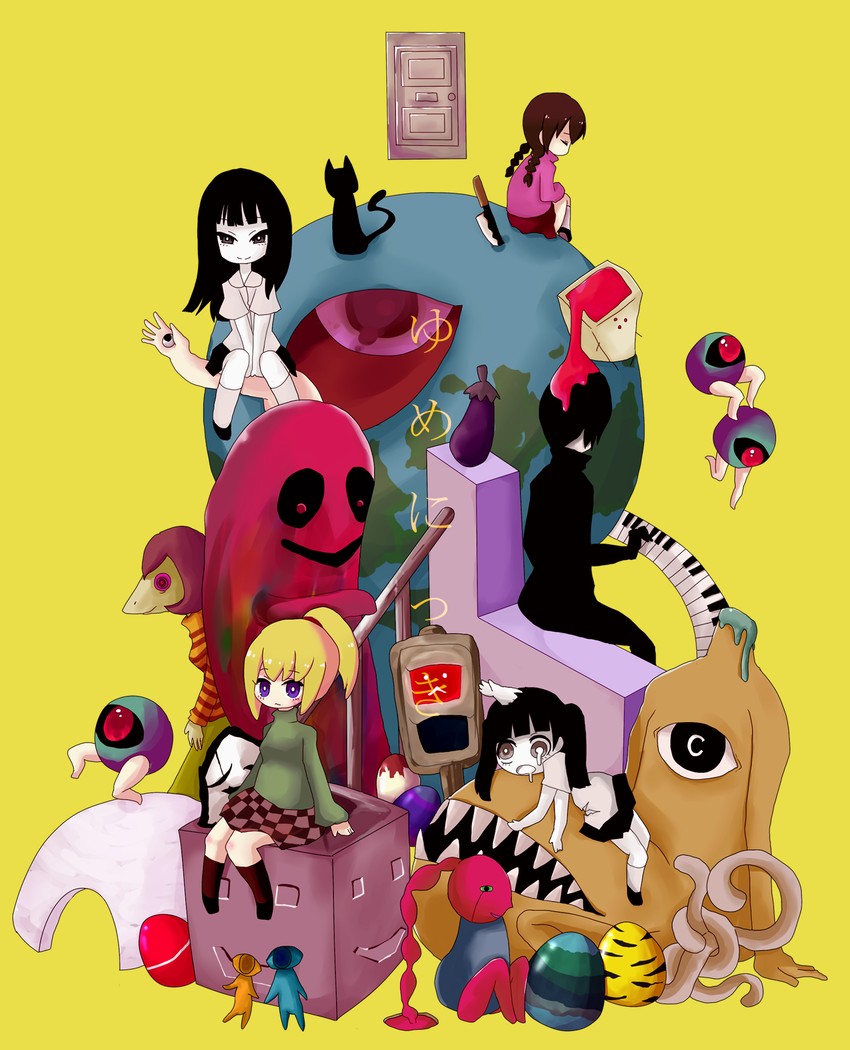 madotsuki, poniko, monoko, uboa, monoe, and 5 more (yume nikki) drawn by ngayope