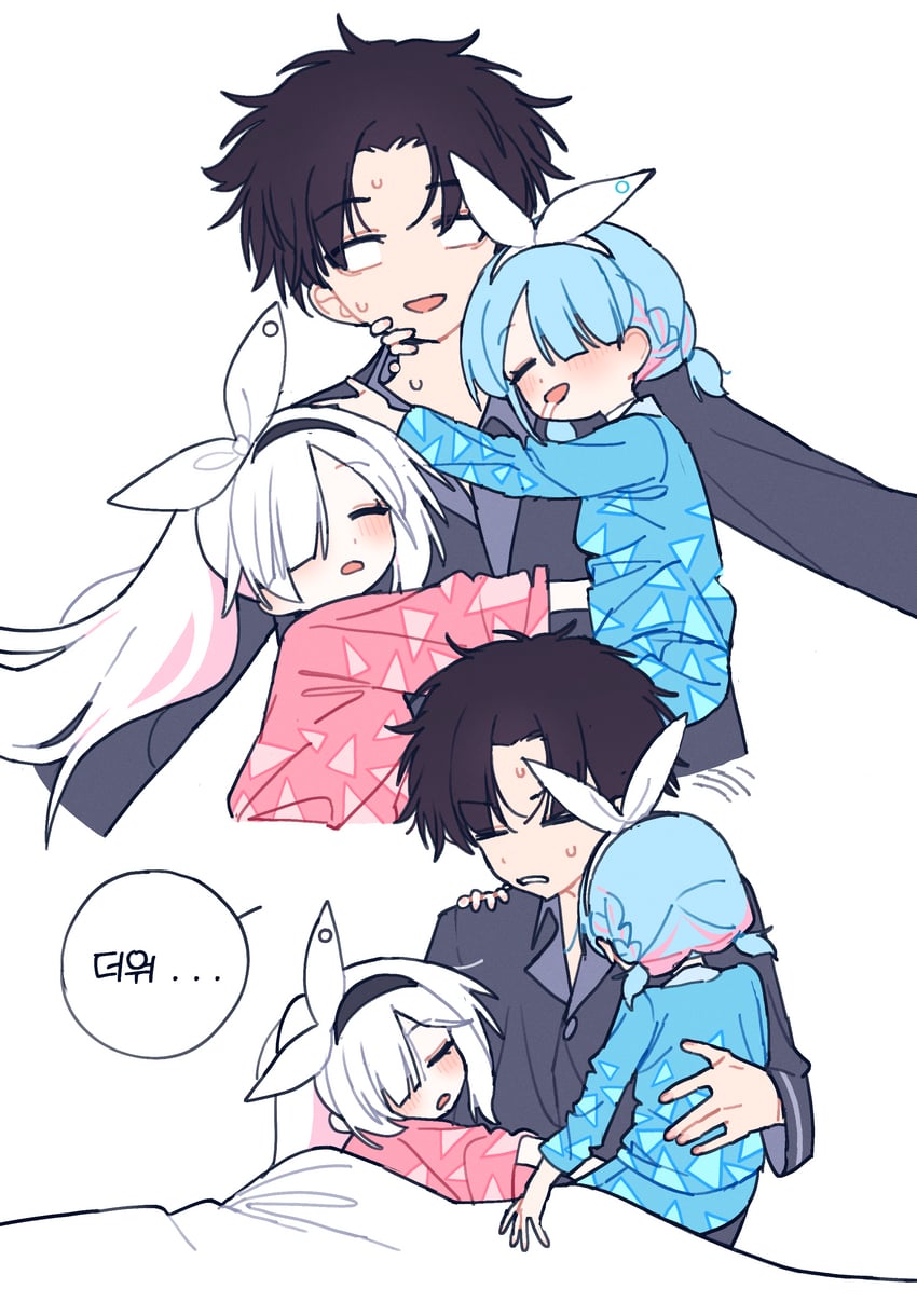 sensei, arona, and plana (blue archive) drawn by je_o_mo