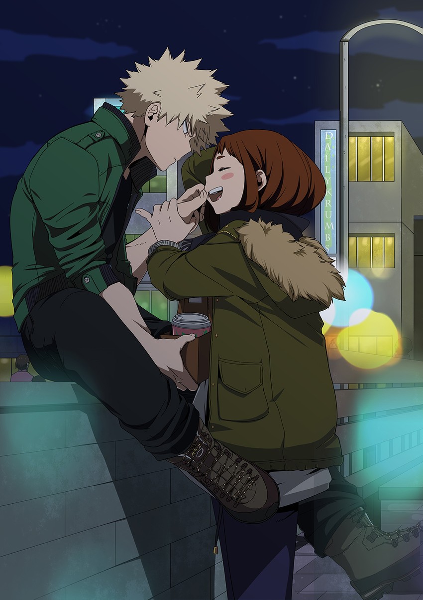 bakugou katsuki and uraraka ochaco (boku no hero academia) drawn by krumbs_(dailykrumbs)