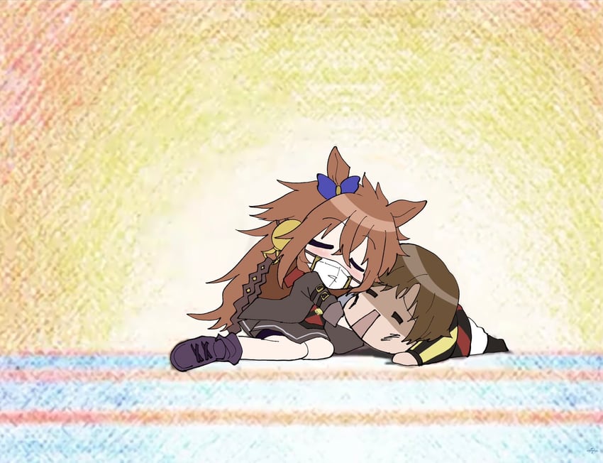 orfevre and ikezoe ken'ichi (umamusume and 2 more) drawn by rukaruka_ek