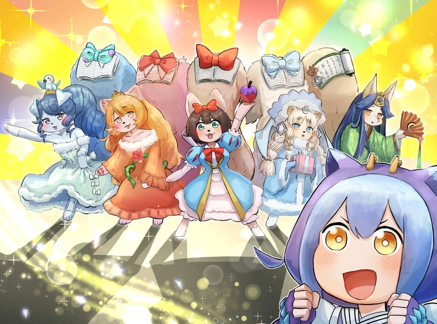 laundry dragonmaid, fairy tail snow, fairy tail rochka, fairy tail luna, fairy tail sleeper, and 1 more (yu-gi-oh!) drawn by hatano_kiyoshi