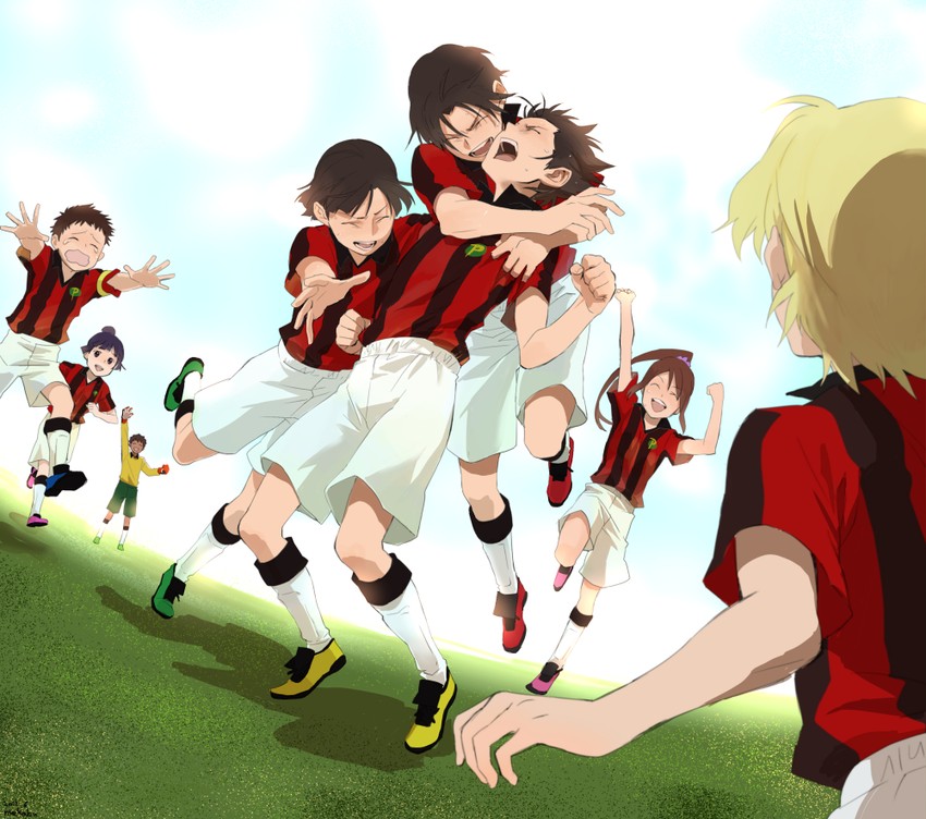 takatoo erika, saionji reika, furuya kota, aoto gonzales takuma, furuya ryuuji, and 3 more (ginga e kickoff!!) drawn by indesign