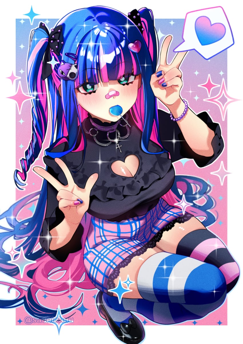 stocking and honekoneko (panty & stocking with garterbelt) drawn by sachichuu