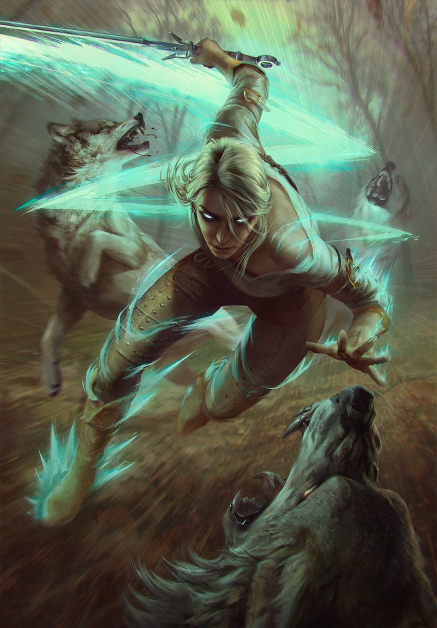 ciri (the witcher and 2 more) drawn by akreon