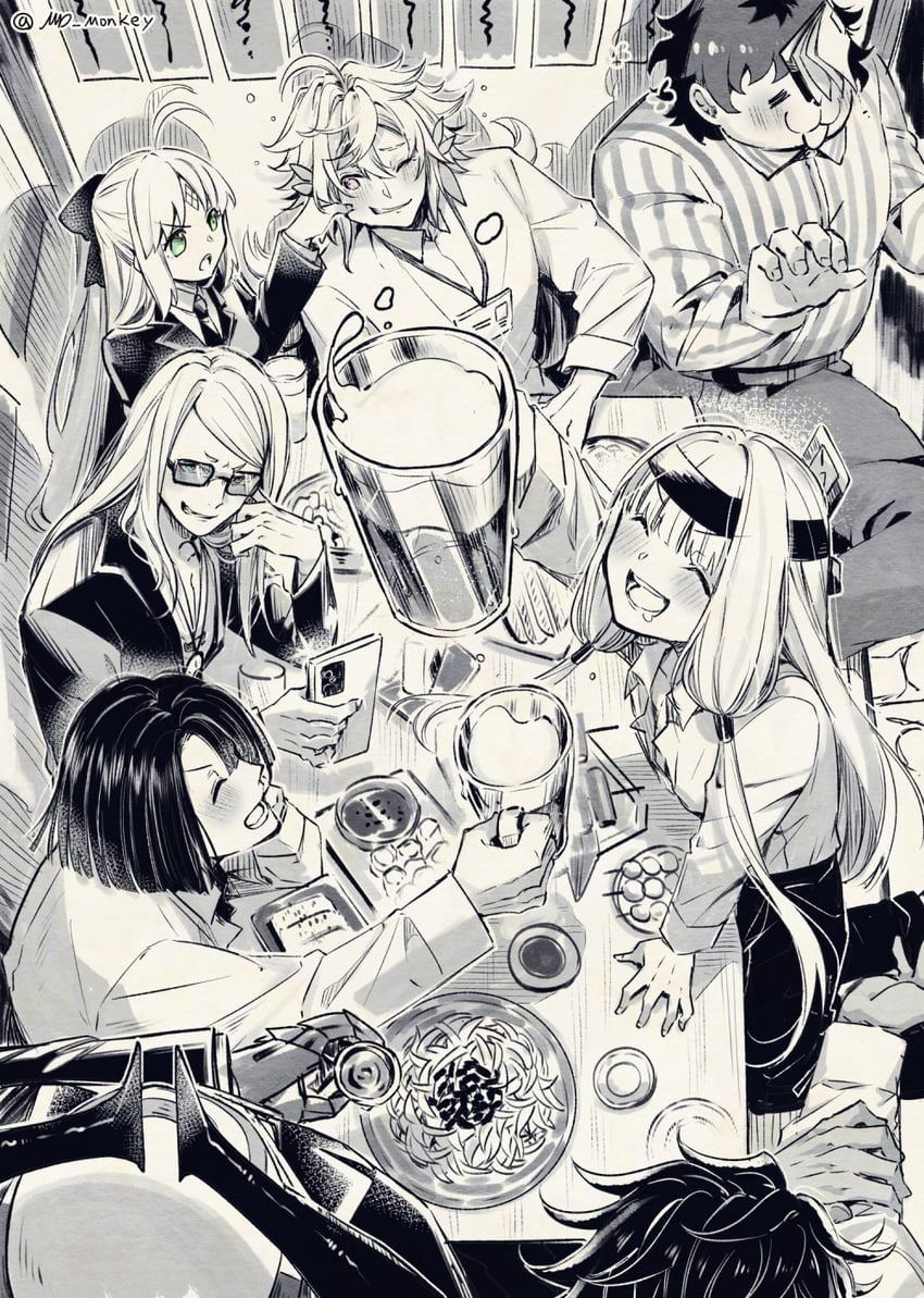 artoria pendragon, artoria caster, merlin, king hassan, tezcatlipoca, and 4 more (fate and 2 more) drawn by worrisorochi