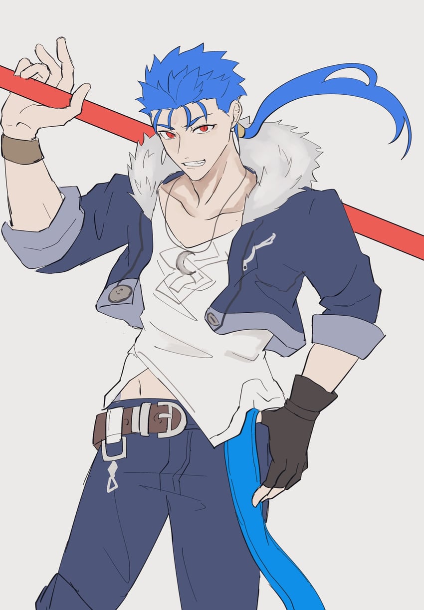cu chulainn (fate and 3 more) drawn by renkon_eko