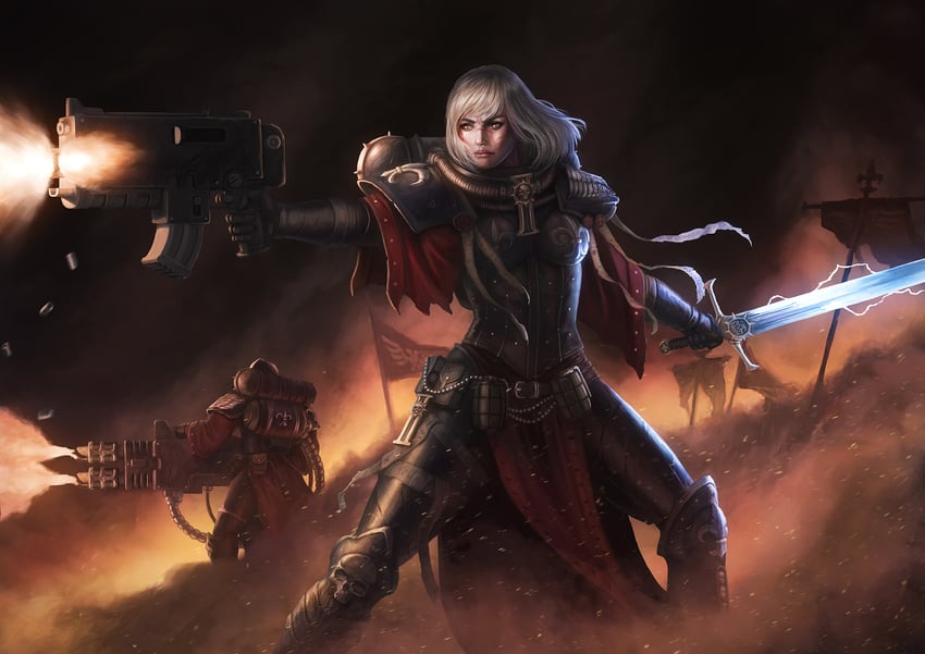 adepta sororitas (warhammer 40k) drawn by captdiablo