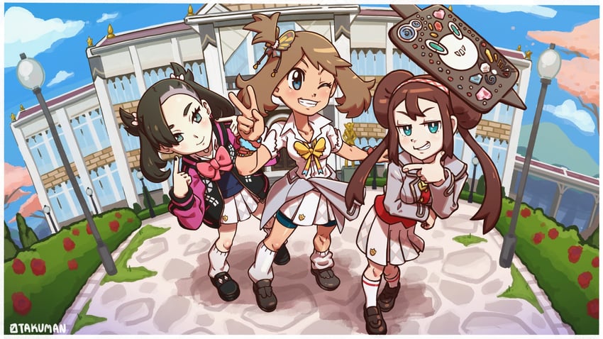 may, rotom, rotom phone, rosa, and marnie (pokemon and 2 more) drawn by otakuman