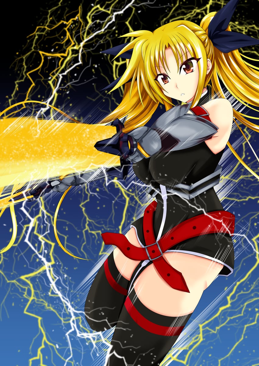 fate testarossa and bardiche (lyrical nanoha and 1 more) drawn by w00l_09