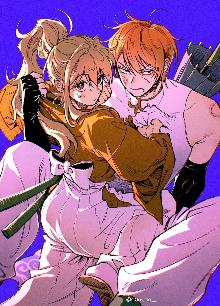 kagura and okita sougo (gintama and 1 more) drawn by g0nyag