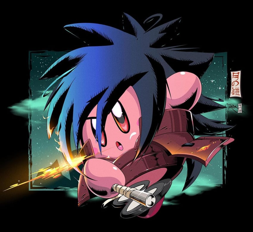 kirby and uchiha madara (naruto and 2 more) drawn by reskdstroy