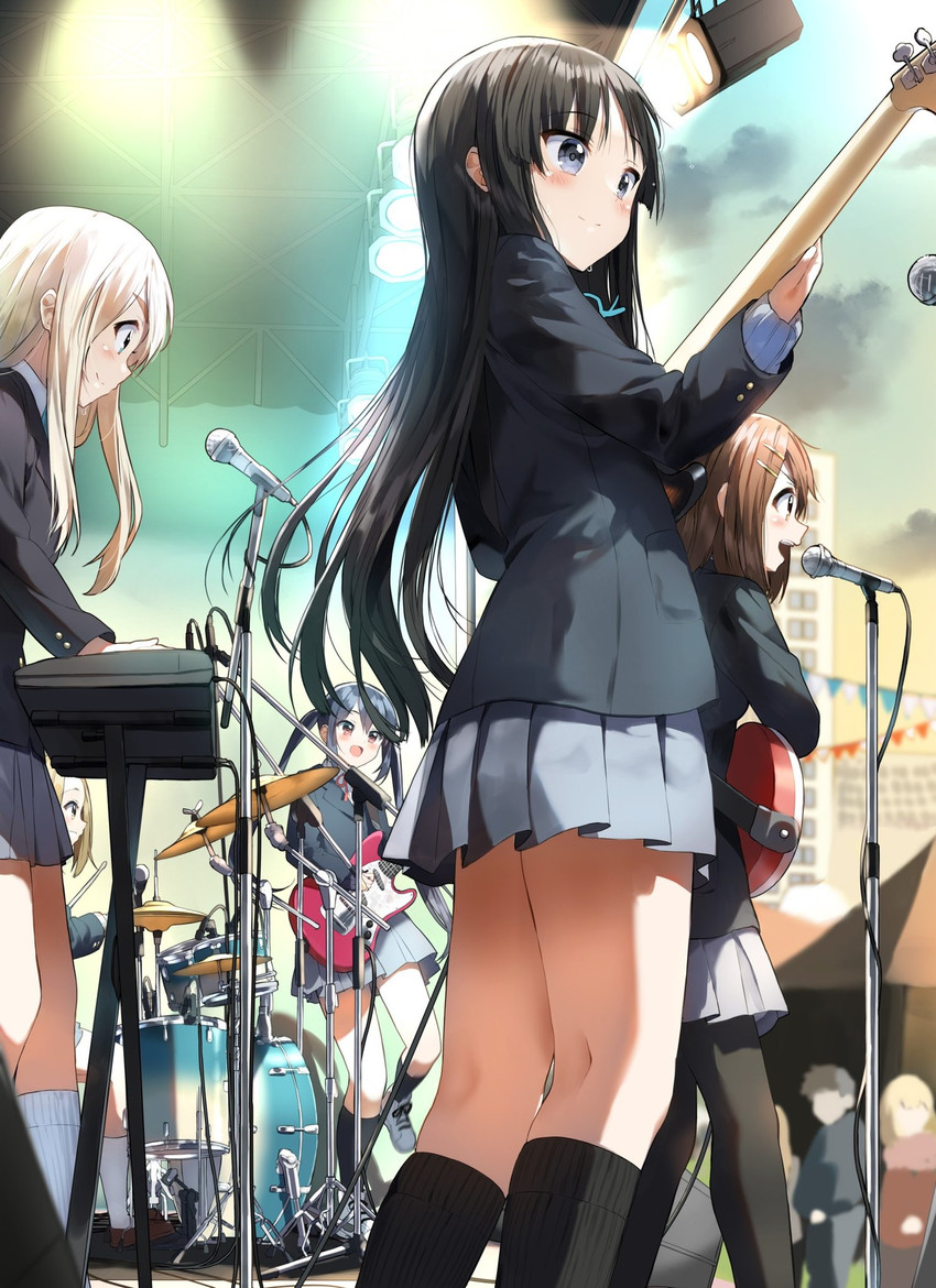 akiyama mio, nakano azusa, hirasawa yui, tainaka ritsu, and kotobuki tsumugi (k-on!) drawn by pentagon_(railgun_ky1206)