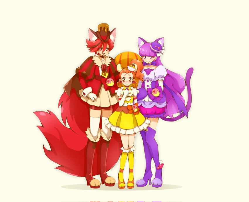 kotozume yukari, kenjou akira, cure macaron, cure chocolat, arisugawa himari, and 1 more (precure and 1 more) drawn by yuu13