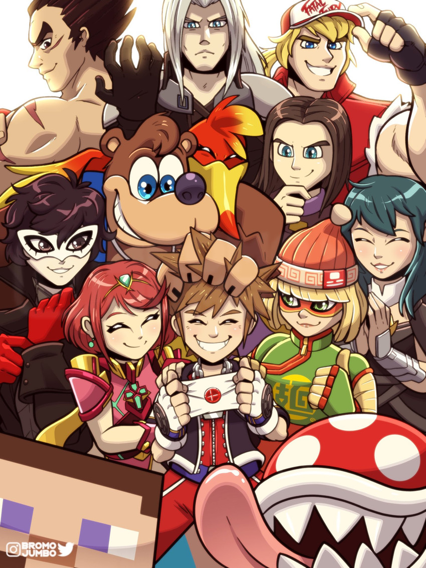 pyra, female byleth, sephiroth, amamiya ren, sora, and 8 more (fire emblem and 19 more) drawn by bromojumbo